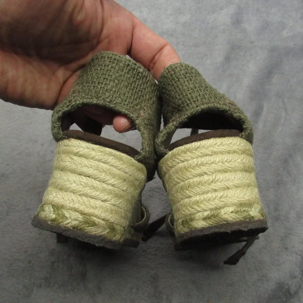 UGG Sandals Women 8 Green Sheepskin Australia Espadrille Wedge Delmar Jute Ankle